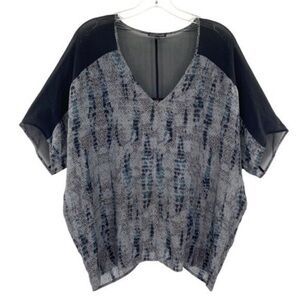 Eileen Fisher Snakeskin Print Silk Blouse Sheer Top